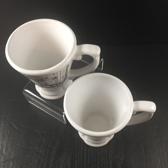 2 Pfaltzgraff Grand Hotel Reception Footed Pedestal Mugs White-Black - Picture 2 of 6